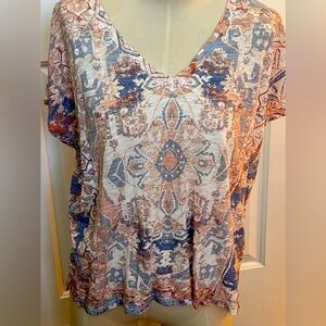 Lucky Brand Boho Print V-Neck Top